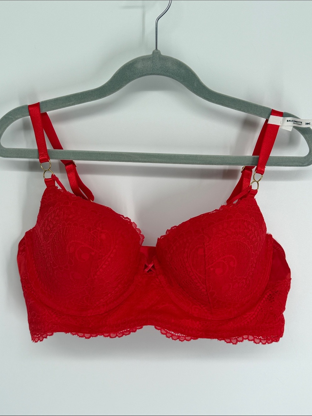 Aerie Balconette Lace Underwire Bra Size 38C NWT Red